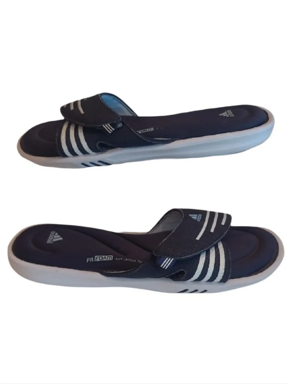 Adidas Slip On Slides Adjustable Open Toe Comfort Foam Bed Rubber Sole Sandal